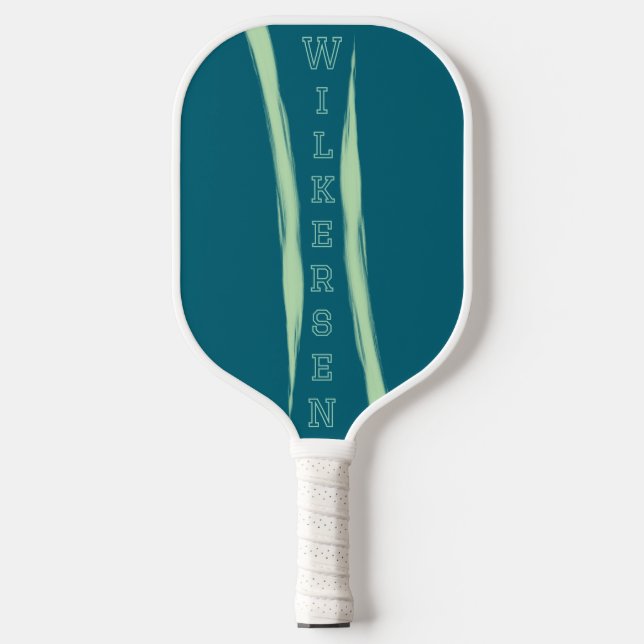 Vertical Name simple swish dark teal Pickleball Paddle (Front)