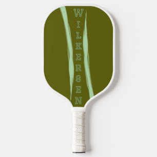 Vertical Name simple swish light olive Pickleball Paddle