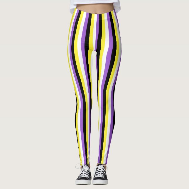 Vertical Nonbinary Pride Flag Leggings (Front)