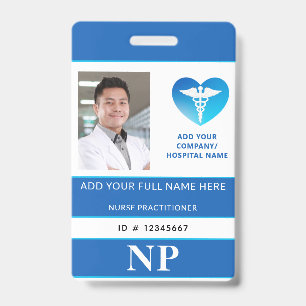 Vertical NP, Nurse Practitioner, Photo ID Badge