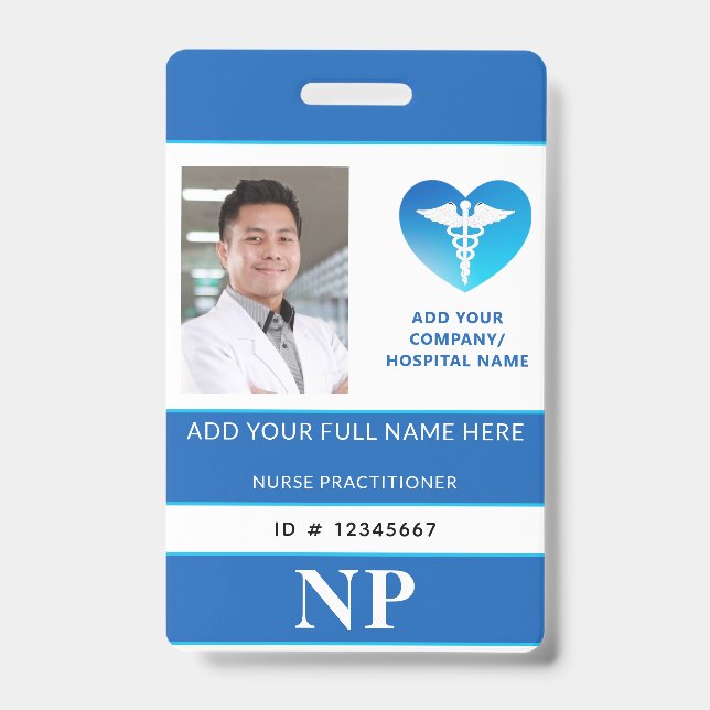 Vertical NP, Nurse Practitioner, Photo ID Badge (Front)