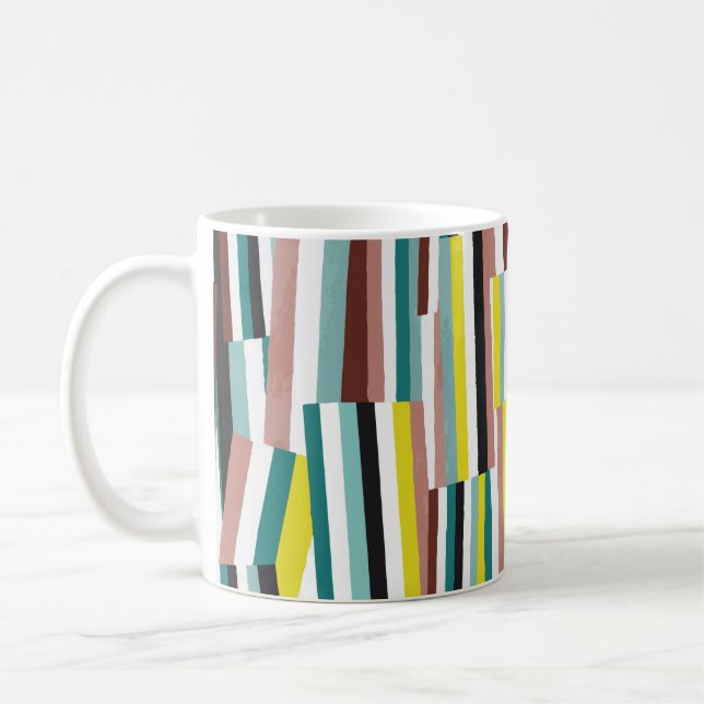 vertical oblique line length pattern coffee mug (Left)