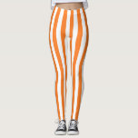 Vertical Orange and White Stripes Leggings<br><div class="desc">Abstract digital art of vertical orange and white stripes</div>