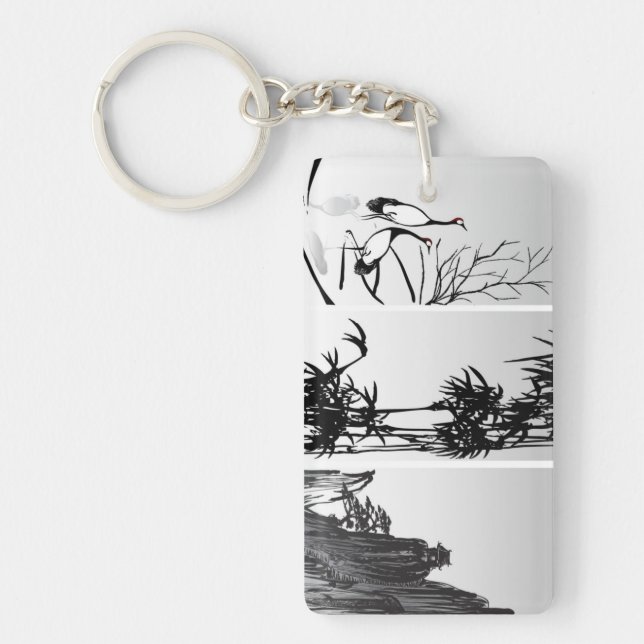 Vertical Oriental Scroll Key Ring (Front)