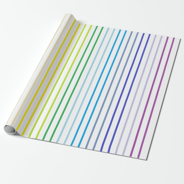 Vertical Outlined Broader Spectrum Rainbow Stripes Wrapping Paper (Unrolled)