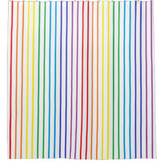 Vertical Outlined Rainbow Stripes Shower Curtain