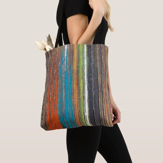 vertical paint striping tote bag (Close Up)