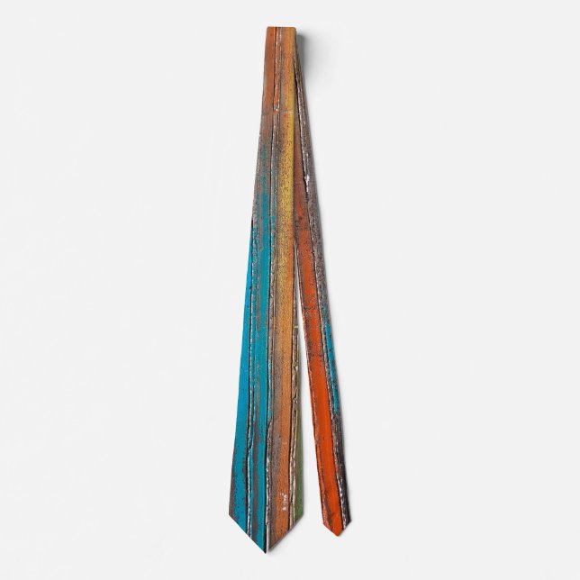 vertical painted wood design tie (Front)