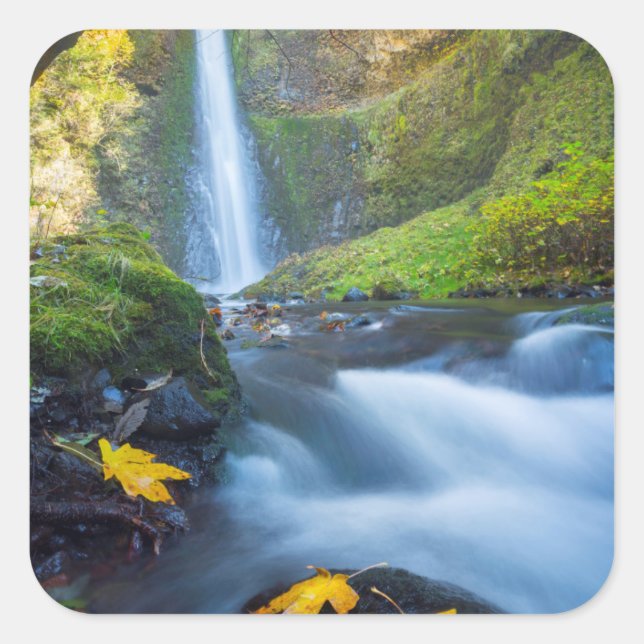 Vertical panorama view of Tunnel Falls Square Sticker (Front)