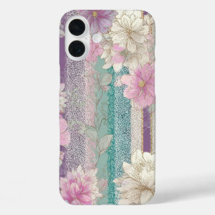 Vertical Pastel Stripes With Lace Textures iPhone 16 Plus Case