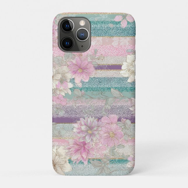 Vertical Pastel Stripes With Lace Textures  Case-Mate iPhone Case (Back)