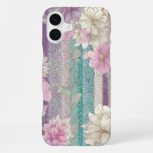 Vertical Pastel Stripes With Lace Textures iPhone 16 Plus Case