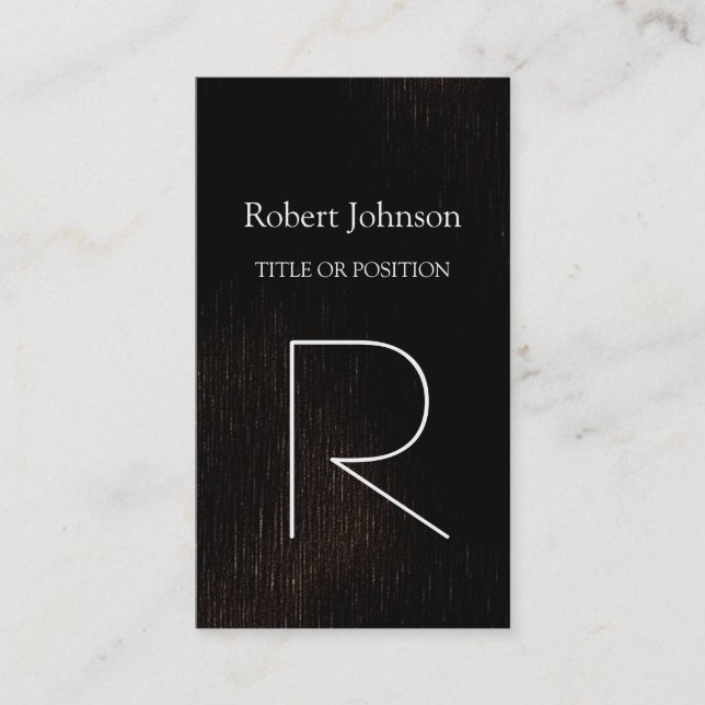 Vertical Pattern Dark Brown Monogram Business Card (Front)