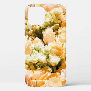 Vertical pattern of white roses. anniversary, back iPhone 12 case