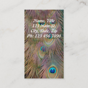 Vertical Peacock Feather Business Card