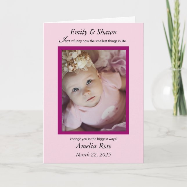 Vertical Photo Custom Congratulations New Baby Card (Front)