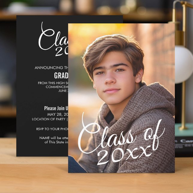 Vertical Photo Graduation Announcement Invitation (Classic Graduation Announcement and Party Invitation)
