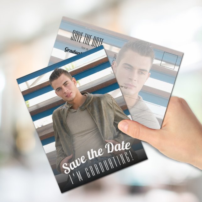 Vertical Photo Graduation Save the Date Postcard (Creator Uploaded)