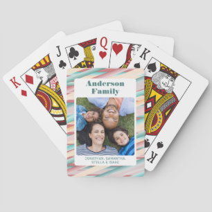 Vertical Photo Watercolor Stripes Family Playing Cards
