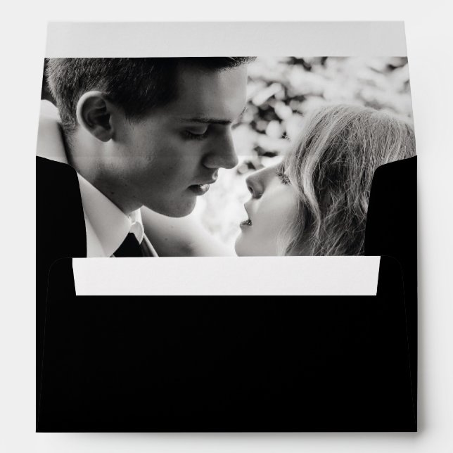 Vertical Photo Wedding Black Envelope (Back (Bottom))