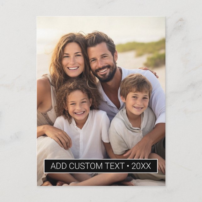 Vertical Photo with Black Colour Block for Text Postcard (Front)