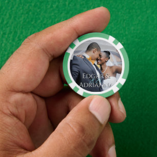 Vertical Photo- Year - Script Custom Name Wedding  Poker Chips