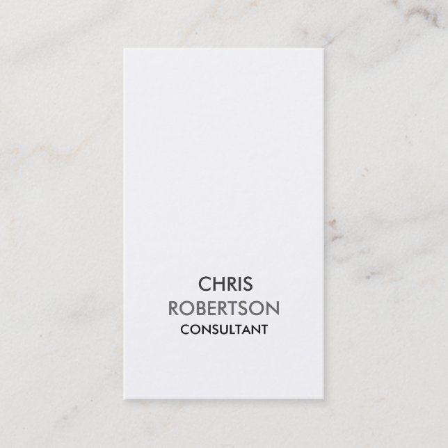 Vertical Plain Black White Grey Business Card (Front)