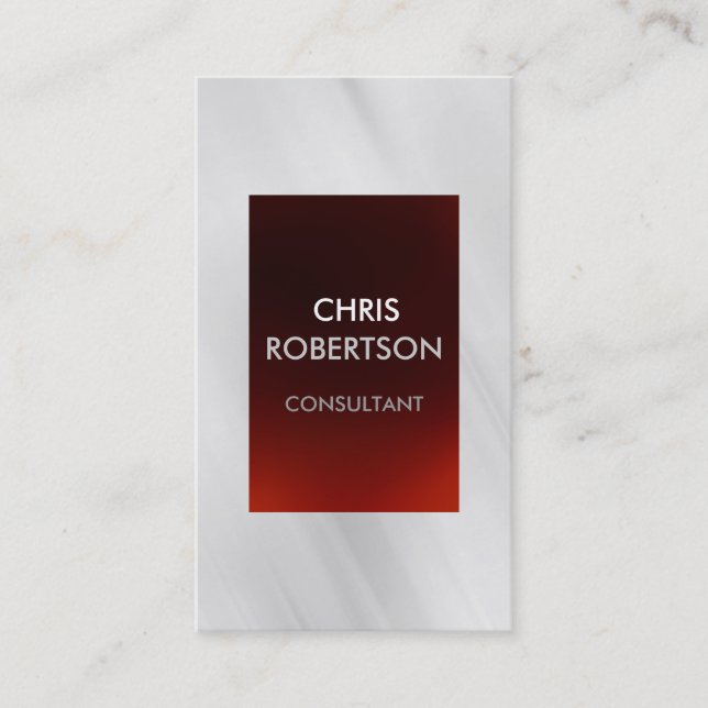 Vertical Plain Grey Red Attractive Business Card (Front)