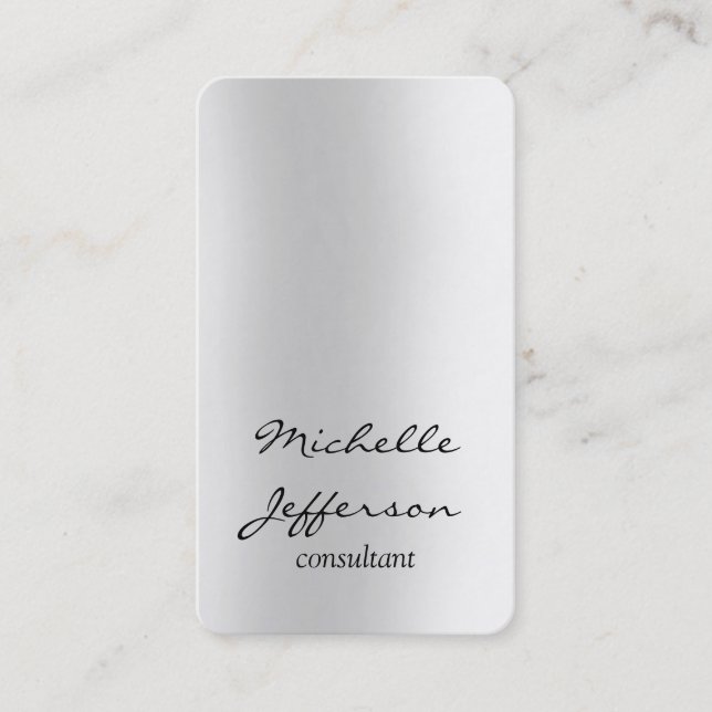 Vertical Plain Grey Unique Personal Business Card (Front)