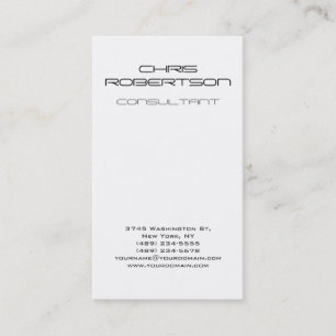 Vertical Plain Grey White Attractive Business Card