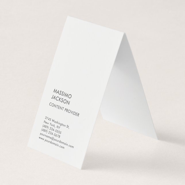Vertical Plain Simple Black White Minimalist  Business Card (Front)