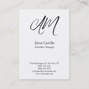 Vertical professional calligraphy monogram business card
