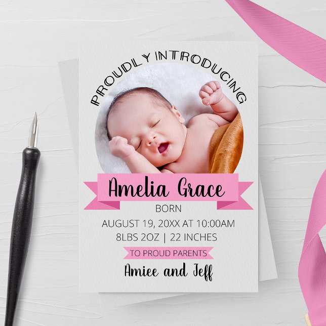 Vertical Proudly Introducing Birth Annoucement Announcement (Creator Uploaded)