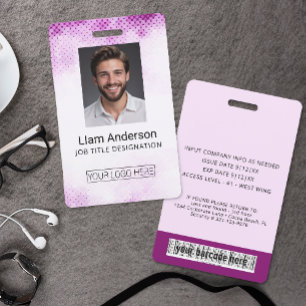 Vertical Purple Gradient Employee ID Badge
