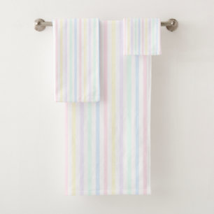 Vertical Rainbow Candy Stripe Bath Towel Set