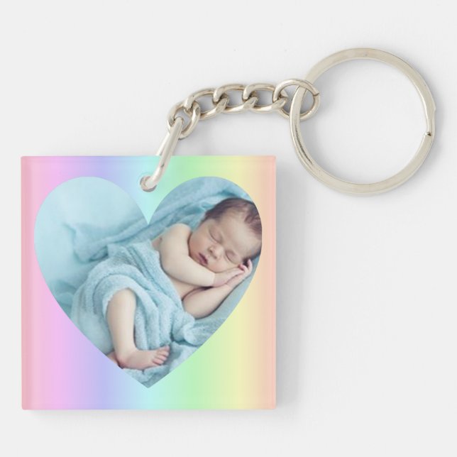 Vertical Rainbow Heart, Two Photo Keychain (Back)