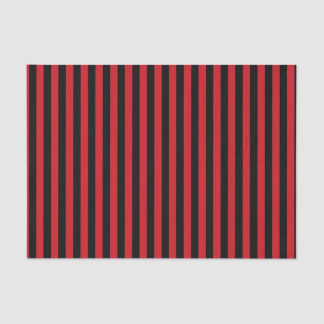 Vertical Red and Black Stripes Tissue Paper (Front)