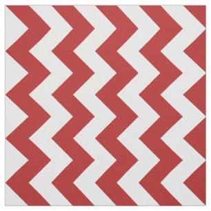 Vertical Red and White Zigzag Pattern Fabric