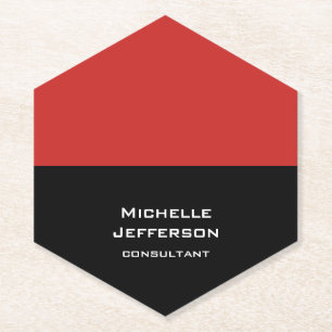 Vertical Red Black Abstract Modern Stylish Trendy Paper Coaster