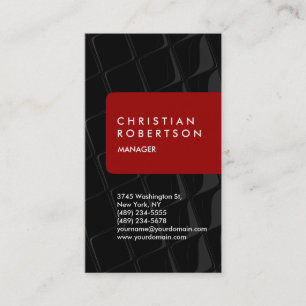 Vertical red black grey pattern business card