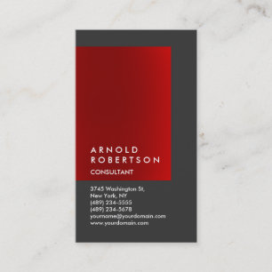 Vertical Red Grey Chic Consultant Business Card