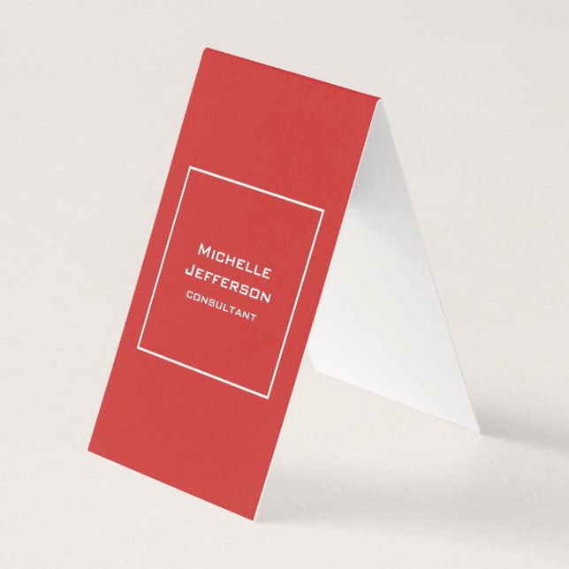 Vertical Red Modern Stylish Trendy Minimalist Business Card (Front)