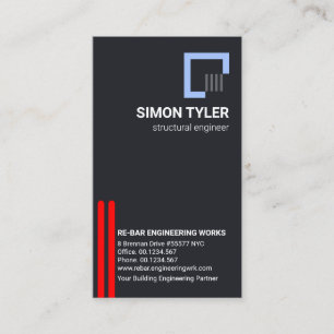 Vertical Red Re-Bar Lines Structural Engineer Business Card