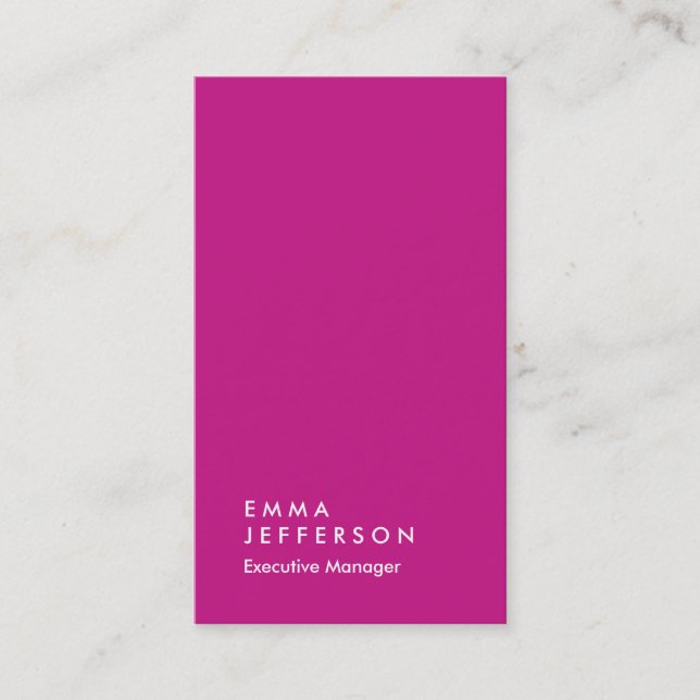 Vertical red violet girly professional plain business card (Front)