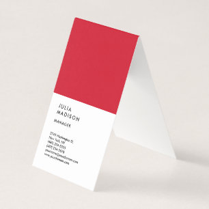 Vertical Red White Trendy Manager Consultant Business Card