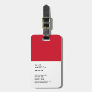 Vertical Red White Trendy Manager Consultant Luggage Tag