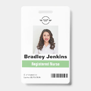 Vertical Registered Nurse RN Name Logo photo badge ID Badge