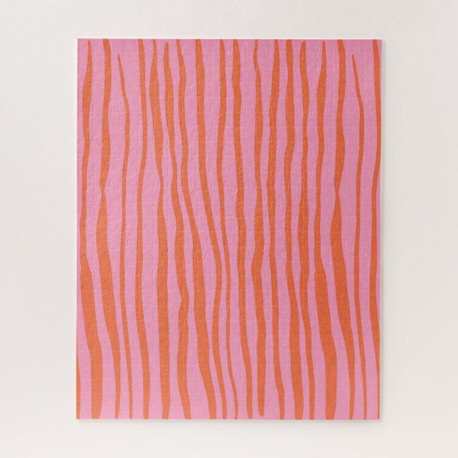 Vertical retro wavy lines - pastel orange and pink jigsaw puzzle (Vertical)