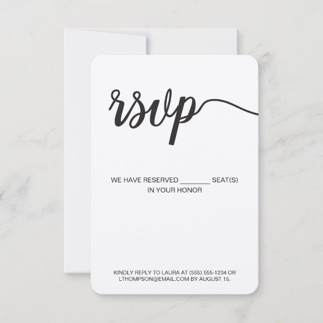Vertical RSVP without mailing Reserved Seat Rustic Card (Front)