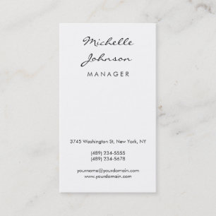 Vertical Script Contemporary Manager Business Card